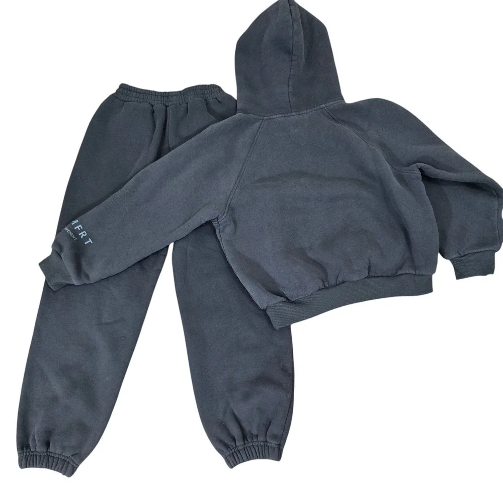 Comfrt Tranquil Sweatsuit pants Hoodie Kids Size L Jogger Set Signature Charcoal